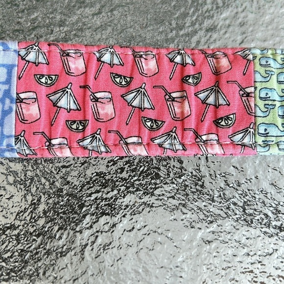 Vineyard Vines Patchwork Belt Whale Lacrosse Cocktails Beachy Size M D-Ring - Picture 7 of 11